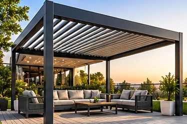 Alüminyum lamelli bioklimatik pergola tasarım örneği